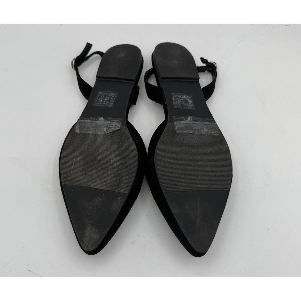 H&M Womens Black Faux Suede Pointed Toe Slingback Flats Shoes Size 7.5 - Picture 2 of 3